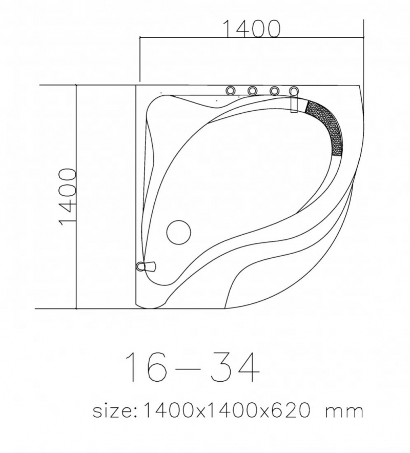 BỒN TẮM GÓC MASSAGE DR 16-34