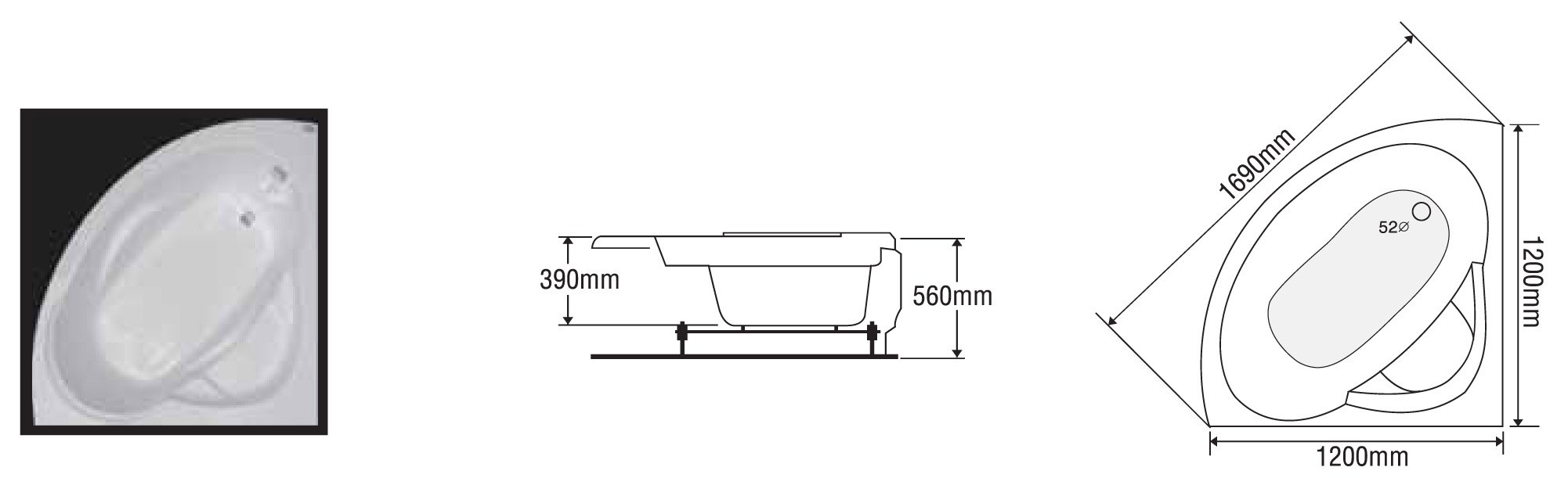 BỒN TẮM GÓC EUROCA EU5-1200