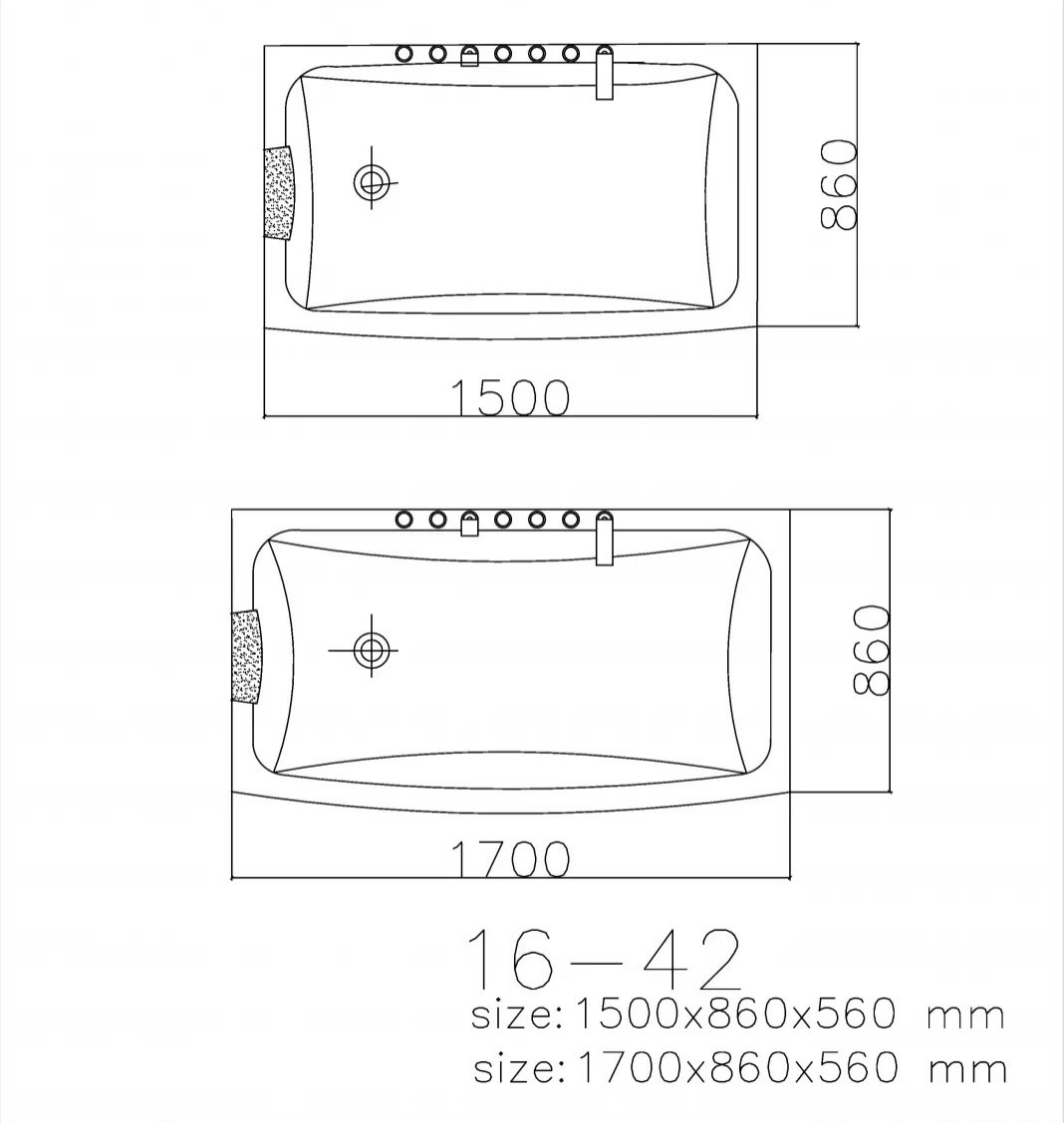 BỒN TẮM MASSAGE DAROS DR 16-42